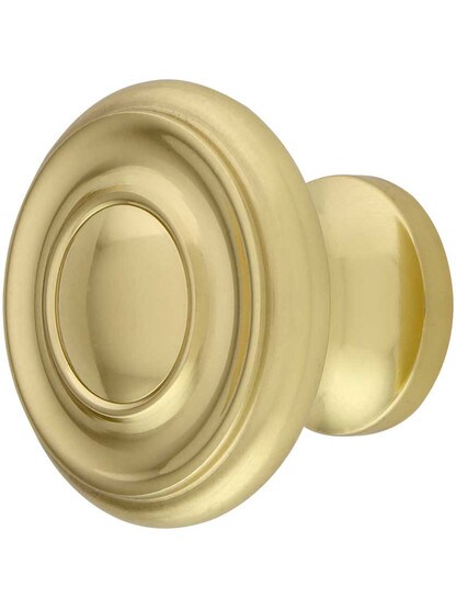 Brass Ringed Knob - 1 1/4-Inch Diameter in Polished Brass.